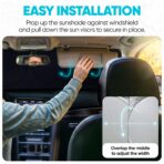 FORTEM Car Sun Shade for Windshield, Reflective Windshield Sunshade, 240T Polyester, Automotive Interior Sun Protection, Ultimate Heat and UV Shield, Foldable, Storage Bag - Image 6