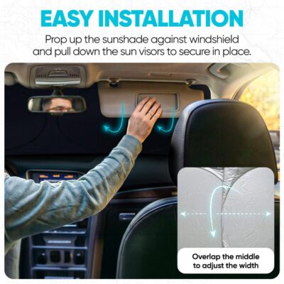 FORTEM Car Sun Shade for Windshield, Reflective Windshield Sunshade, 240T Polyester, Automotive Interior Sun Protection, Ultimate Heat and UV Shield, Foldable, Storage Bag - Image 6