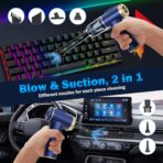 Handheld Car Vacuum Cleaner, 2-in-1 Portable Mini Car Vacuum Cleaner,16000Pa High Power & Air Duster, Handheld Vacuum Cordless with LED Light and Multi-Nozzles for Car,Home,Office,Pet(Blue) - Image 3