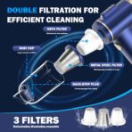 Handheld Car Vacuum Cleaner, 2-in-1 Portable Mini Car Vacuum Cleaner,16000Pa High Power & Air Duster, Handheld Vacuum Cordless with LED Light and Multi-Nozzles for Car,Home,Office,Pet(Blue) - Image 6