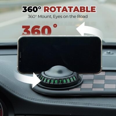 Multifunctional Car Anti-Slip Mat with 360° Rotating Phone Holder & Temporary Parking Number, Anti Slip Mat for Car Dashboard, Multi Functional Cell Phone Holder for Sunglasses Keys Small Items (#B) - Image 3