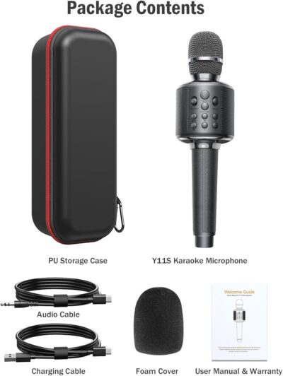 Wireless Bluetooth Karaoke Microphone, Built-in Loud Speaker for 10H Playback, Add Reverb/Duet Mode/Earbuds Monitoring, Portable Karaoke Machine for Entertainment & Singing Practice (Black&Red) - Image 8