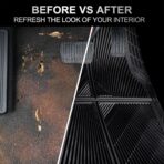 CAR PASS Rubber Floor Mats, All Weather Waterproof Trim-to-Fit Automotive Mats for Cars Trucks SUV, Anti-Slip Easy Clean, Heavy Duty Full Set 3-Piece, All Black - Image 8