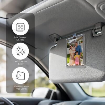 4 Pcs Car Picture Holder Clip Visor Frame Acrylic Magnetic Photo Frames Clear for Cars Sunvisor Display Fit Family Pet Road Trip Memories - Image 5