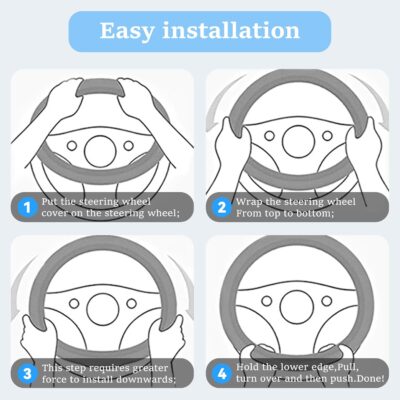 Car Steering Wheel Cover, 15 inch Carbon Fiber Microfiber Anti-Slip Breathable PU Leather Elastic Steering Wheel Protector, Car Interior Accessories for Most Cars (Beige) - Image 4