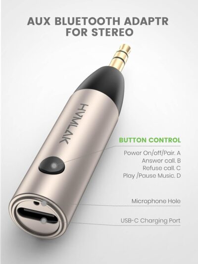 Aux Bluetooth 5.4 Adapter, Wireless Audio Receiver for Car Home Stereo Speaker, Music Streaming, Handsfree Calls, 6 Hours Playback, 1 Piece - Image 5