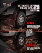 MZS Mud Flaps Splash Guards Compatible with Truck Ram 1500 / Ram 2500 / Ram 3500, Offset Fender Mudflaps Mudguards 12" Wide for Pickup, Front and Rear, Pack of 4 - Image 4