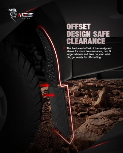 MZS Mud Flaps Splash Guards Compatible with Truck Ram 1500 / Ram 2500 / Ram 3500, Offset Fender Mudflaps Mudguards 12" Wide for Pickup, Front and Rear, Pack of 4 - Image 3