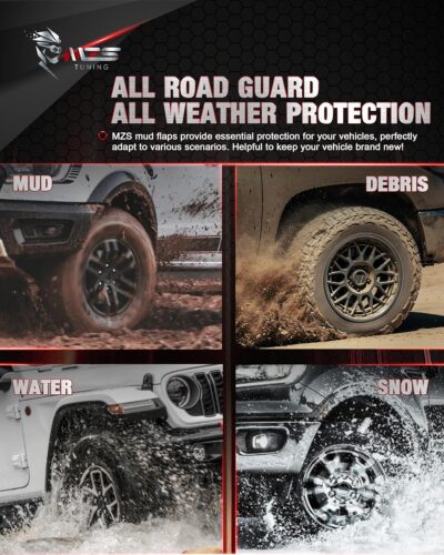 MZS Mud Flaps Splash Guards Compatible with Truck Ram 1500 / Ram 2500 / Ram 3500, Offset Fender Mudflaps Mudguards 12" Wide for Pickup, Front and Rear, Pack of 4 - Image 6