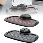 Multi-Functional Support Anti Slip Pad, 360° Rotating Phone Holder Car Anti Slip Mat for Car Dashboard with Temporary Parking Number for Phone Sunglasses Keys (Brown & Gray)