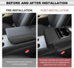 Car Center Console Armrest Pillow, Leather Car Armrest Cushion with Cup Holder & Phone Holder, Universal Armrest Storage Box Protector for Most Vehicles, Car Accessories (Black, Normal) - Image 4