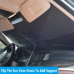 Windshield Sun Shade 2025 Car Accessories 100% Blackout Car Front Windsow Shades Umbrella Automotive Sun Visor Block Heat Insulation Protection (Black Eyes) - Image 7
