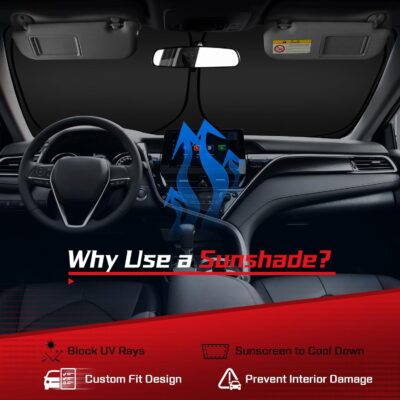 ARISMOTOR Windshield Sun Shade for Toyota Tundra (Limited, SR5, Platinum, TRD Pro) 2022-2025 2026, Custom Fit Foldable Front Window Sunshade Sun Visor Protector, Block UV Rays Keep Your Car Cooler - Image 3