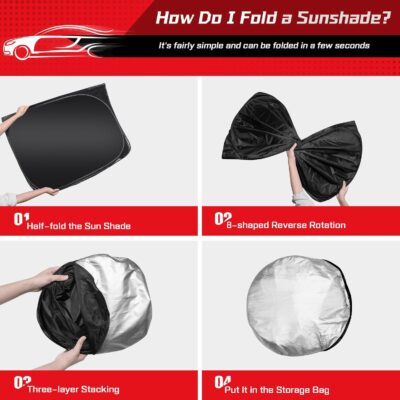 ARISMOTOR Windshield Sun Shade for Toyota Tundra (Limited, SR5, Platinum, TRD Pro) 2022-2025 2026, Custom Fit Foldable Front Window Sunshade Sun Visor Protector, Block UV Rays Keep Your Car Cooler - Image 4