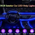 Interior Car LED Strip Lights, RGB 6 in 1 Ambient Lighting Kits with 315 inches Fiber Optic, 16 Million Colors APP Wireless Control Car Neon Lights, with Music Sync Function - Image 2