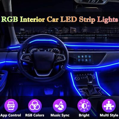Interior Car LED Strip Lights, RGB 6 in 1 Ambient Lighting Kits with 315 inches Fiber Optic, 16 Million Colors APP Wireless Control Car Neon Lights, with Music Sync Function - Image 2