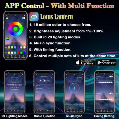 Interior Car LED Strip Lights, RGB 6 in 1 Ambient Lighting Kits with 315 inches Fiber Optic, 16 Million Colors APP Wireless Control Car Neon Lights, with Music Sync Function - Image 3