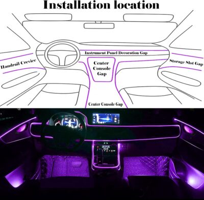 Interior Car LED Strip Lights, RGB 6 in 1 Ambient Lighting Kits with 315 inches Fiber Optic, 16 Million Colors APP Wireless Control Car Neon Lights, with Music Sync Function - Image 5