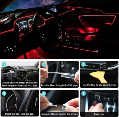 Interior Car LED Strip Lights, RGB 6 in 1 Ambient Lighting Kits with 315 inches Fiber Optic, 16 Million Colors APP Wireless Control Car Neon Lights, with Music Sync Function - Image 6