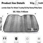 Big Ant Car Windshield Sunshade UV Ray Reflector Auto Window Sun Shade Visor Shield Cover, Keeps Vehicle Cool- Sliver (55" x 27.5") - Image 4