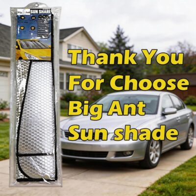 Big Ant Car Windshield Sunshade UV Ray Reflector Auto Window Sun Shade Visor Shield Cover, Keeps Vehicle Cool- Sliver (55" x 27.5") - Image 7