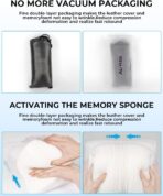 Aukee Car Headrest Pillow with Genuine Leather Cover Memory Foam Neck Cushion with 4 Extension Straps Adjuatable and Comfortable for Driving Home Office Black (Pack of 2) - Image 7