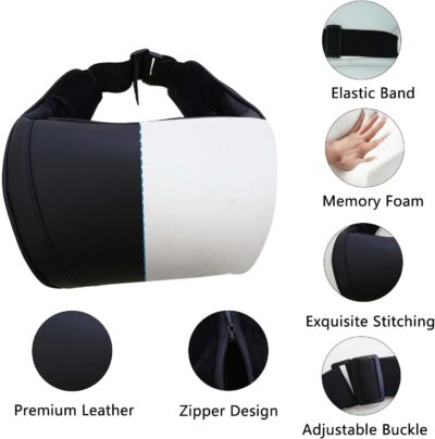 Car Neck Pillow Memory Foam Automotive Seat Cushions of Headrests for Relieving Neck Stiffness Seat Neck Support Pillow, Fits All Vehicles, 2 Pieces, Black - Image 4