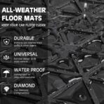 CAR PASS Bling Diamond Car Mats Rubber Floor Mats Full Set Anti-Slip 3D Rhombus Waterproof Trim to Fit Liner Universal Glitter Crystal Sparkly Shining Rhinestone Girl Women SUV Sedan Van, Black Red - Image 6