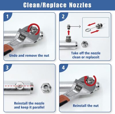 janz 14" Pressure Washer Surface Cleaner with 4 Wheels, Stainless Steel Housing, 1/4" Quick Plug, 2 Extension Wands, 2 Replacement Nozzles and 3 Spray Nozzles, 4000 PSI - Image 8