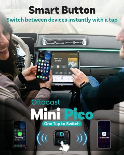 OTTOCAST Mini Pico Wireless CarPlay & Android Auto Adapter – WiFi 6 + Bluetooth 5.4, Plug & Play, Fast Auto-Reconnect, Ultra-Compact Design, Works with Factory Wired CarPlay Cars - Image 4