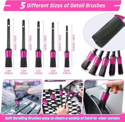 55PCS Pink Car Detailing Kit Interior Cleaner with High Power Handheld Vacuum, Car Wash kit with Detailing Brush Set,Car Interior Detailing Kit,Car Accessories for Cars,Gifts for Women - Image 3