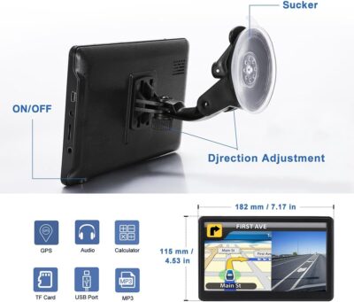 GPS Navigator for Car, Latest 2026 Map 7 inch Touch Screen Car GPS 256-16GB, Voice Turn Direction Guidance, Support Speed and Red Light Warning, North America Lifetime map Free Update(Dark) - Image 6