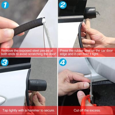 MYFAMIREA 33Ft(10M) Long Car Door Edge Guards, U Shape Edge Trim Rubber Seal Protector Car Door Protection Anti-Collision Rubber Clips Easy to Cut No Need Adhesive Fit for Most Vehicles| Black - Image 6