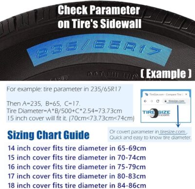 Black Spare Tire Wheel Cover with American US Flag PVC Leather Waterproof Dust-Proof Universal Fit for Jeep, Trailer, RV, SUV, Camper and Van (14 Inch) - Image 2