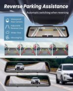 4K Rear View Mirror Camera with Carplay&Android Auto,12" Mirror Dash Cam Front and Rear with Voice Control for Cars&Trucks,Smart Touch Screen,64GB Card Included/Loop Record/Reverse Assist - Image 6