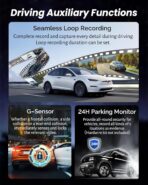 4K Rear View Mirror Camera with Carplay&Android Auto,12" Mirror Dash Cam Front and Rear with Voice Control for Cars&Trucks,Smart Touch Screen,64GB Card Included/Loop Record/Reverse Assist - Image 7