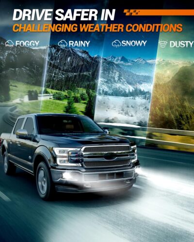 SEALIGHT 5202 LED Fog Light Bulbs or DRL, 18000LM 800% Brightness 5202 5201 PS19W PS24W Fog Lights LED Bulb for Car, 6500K Cool White 984 FT Strong Penetration, 60000 Hours Lifespan, Pack of 2 - Image 5