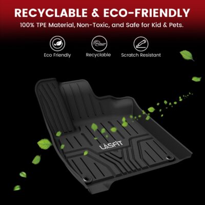 LASFIT Floor Mats for Honda Civic 2022-2025 2026 Sedan Hatchback Si (Include Sport), with&w/o USB Port | for Acura Integra 2023-2026, All Weather Car Floor Liners, 1st & 2nd Row, Black - Image 6