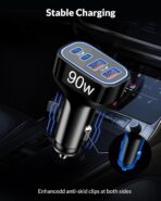 [4 in 1] USB C Car Charger, 4-Port 90W Super Fast Charging Cigarette Lighter USB Charger Multiport Car Phone Adapter Accessories for iPhone 17 16 15 14 13 12 Pro Max, iPad, Galaxy S26 S25 S24, Android - Image 7