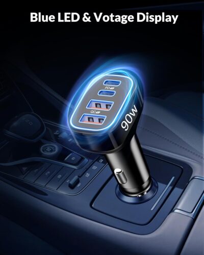 [4 in 1] USB C Car Charger, 4-Port 90W Super Fast Charging Cigarette Lighter USB Charger Multiport Car Phone Adapter Accessories for iPhone 17 16 15 14 13 12 Pro Max, iPad, Galaxy S26 S25 S24, Android - Image 8