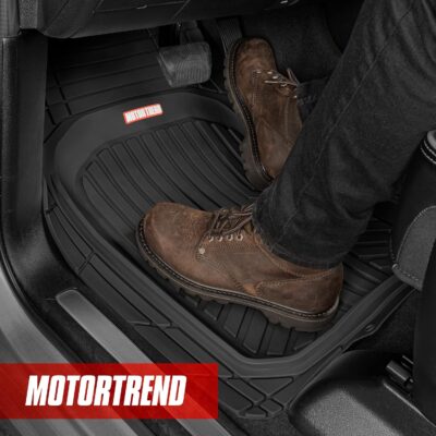 Motor Trend FlexToughXL Floor Mats for Cars Full Set, All-Weather Rubber Automotive Floor Mats, Waterproof Heavy Duty Car Mats, Flexible Floor Liners for Car Truck Van SUV, Car Floor Mats (Black) - Image 2