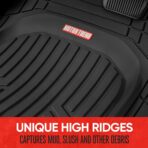 Motor Trend FlexToughXL Floor Mats for Cars Full Set, All-Weather Rubber Automotive Floor Mats, Waterproof Heavy Duty Car Mats, Flexible Floor Liners for Car Truck Van SUV, Car Floor Mats (Black) - Image 6
