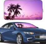 Gven Sunshade for Car Windshield with Tropical Palm Tree Design- UV Protection& Heat Blocking Sunshade for Cars Sedan SUV Truck| Keep Car Cool in Summer Beach Vacation Style (Sunset, L)