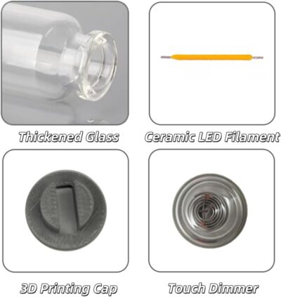 4PCS Dimmable USB Touch Control Led Night Lights, Glass Plug in USB Light Bulbs, Cute Interior Car Lights, Retro Led Ambient Lighting, Small Mood Lamp for Bedroom, Hallway, Nursery, Camping - Image 4