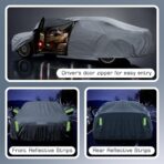 Hatchback Car Cover for Nissan Leaf 2011-2025, All Weather Full Exterior Cover with Zipper Door & Windproof Bands, Waterproof, Sunproof, UV Protection, Scratch Resistant - Image 5