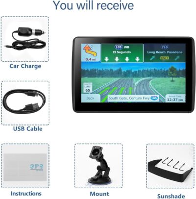 7'' GPS Navigator for Car Truck RV - 2026 North America Maps Free Lifetime Updates, Touchscreen Navigation System, Speed & Red Light Warning, Turn-by-Turn Voice Guidance, for All Cars (Blue) - Image 6