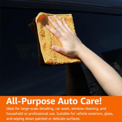 Amazon Basics Microfiber Car Drying Towels, Highly Absorbent, Lint Free, Scratch Free, Buffing and Polishing, Auto Detailing, No Streaks, Soft, Quick Drying, 16" x 16", Yellow, 3-Pack - Image 6
