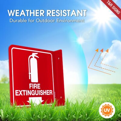 T&R Fire Extinguisher Sign, Fire Extinguisher with Down Arrow - 12 Pack - 6 x 6 Inches Acrylic, 2 pre-drilled holes, Includes Matching Screws, Use for Home Office/Business - Image 4
