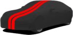 WinPower Indoor Car Cover, Stretch Dustproof Protection Fit 181-192 Inch Sedan Full Car Cover for Underground Garage Car Show, Black and Red