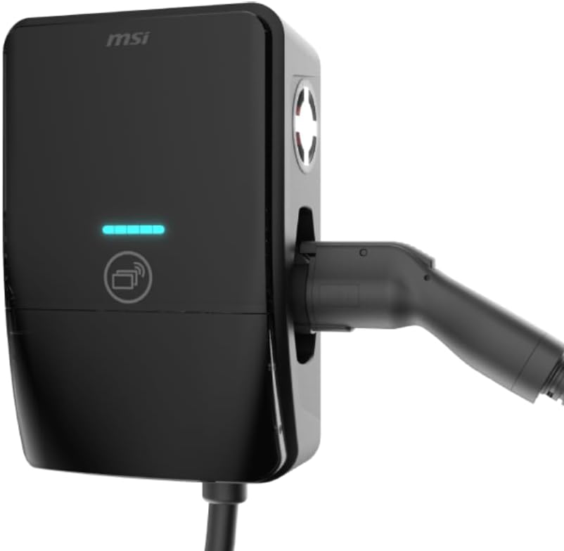 41U5uP8yEL._AC_SL1024_.jpg MSI EV Life Plus NACS Hardwired, Level 2 Charger, 240V, 60A, 14.4 kW, IP55 Rated-Water and dust Resistant, IK08 Impact Resistant, UL2594 Certified, Energy Star, RFID Card, 5 Years Warranty - Image 1